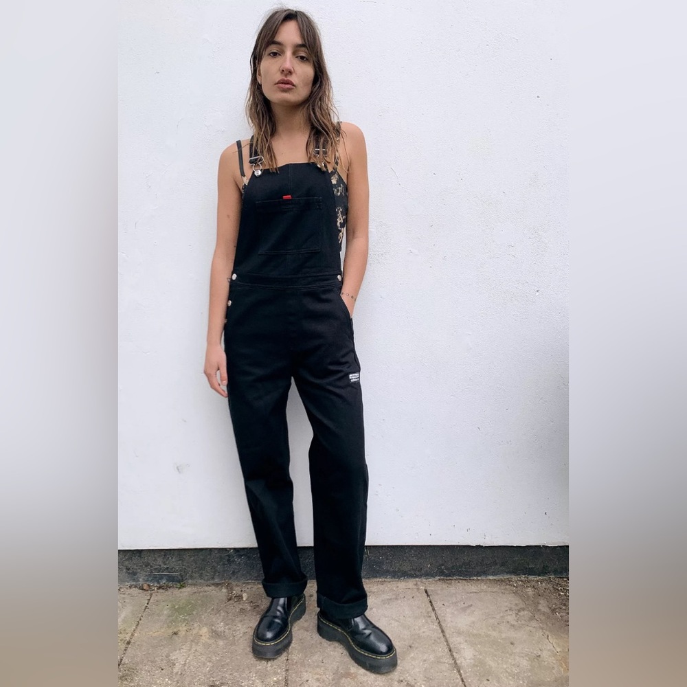 Adidas Originals Denim Jean Bib Overalls Women's 0/XXS Black Straight Leg Bibs